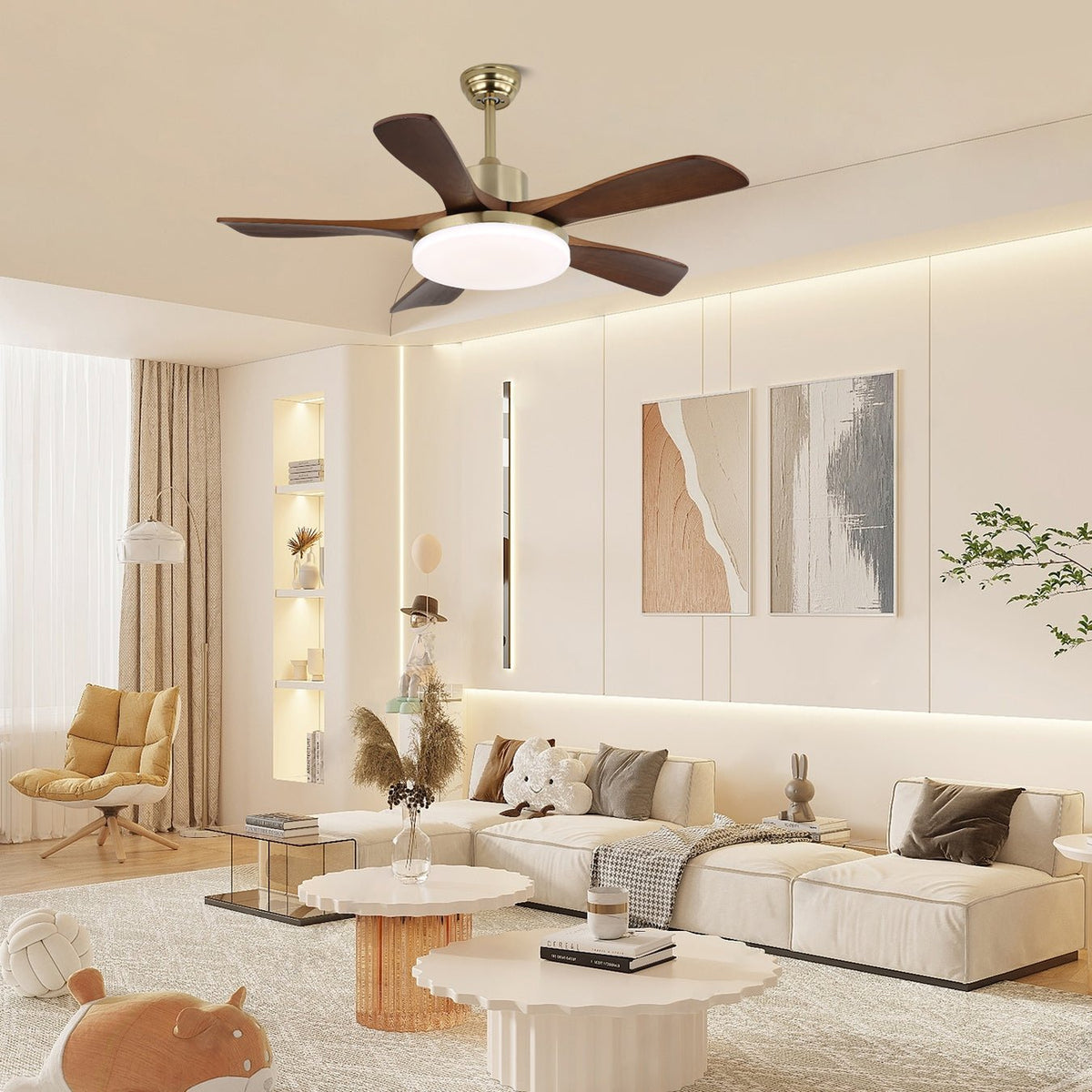 Elverena Deckenventilator mit Beleuchtung Holz
