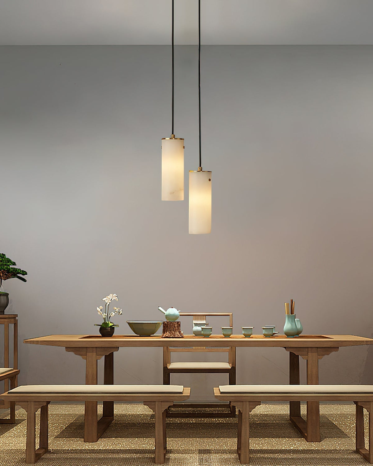 Lyvina vertikale Pendelleuchte aus Alabaster