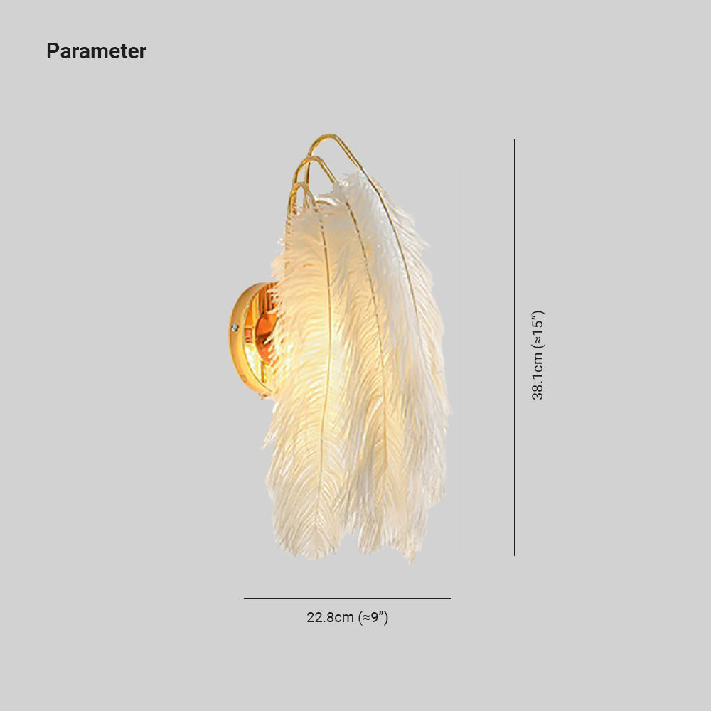 O'Moore Design LED Wandleuchte Gold Schlaf/Wohnzimmer Innen Metall&Feder
