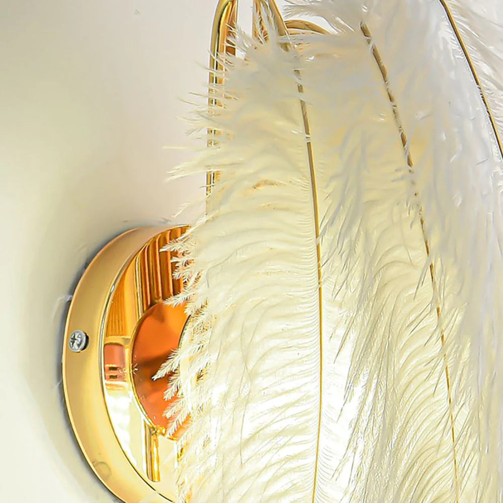 O'Moore Design LED Wandleuchte Gold Schlaf/Wohnzimmer Innen Metall&Feder