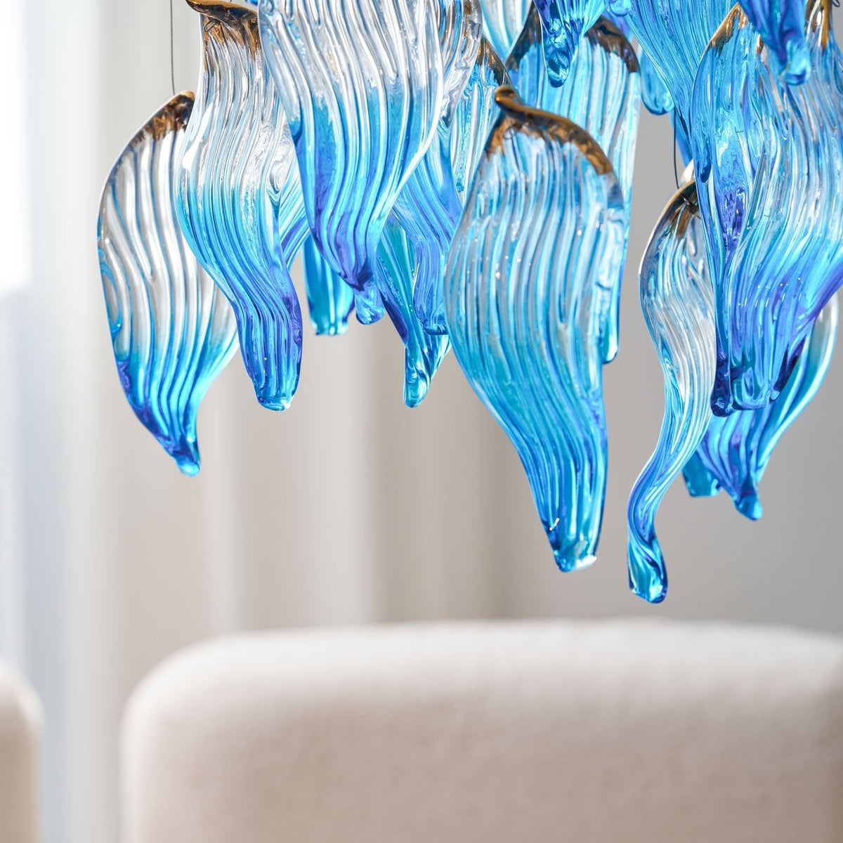 Asteria Wellen-geblasene Glas Kronleuchter in Kieselsteinform