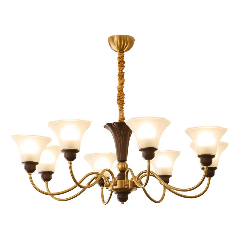 Ciphaen Kronleuchter aus Holz im Vintage-Stil mit traditionellem Eleganz-Look und Glas