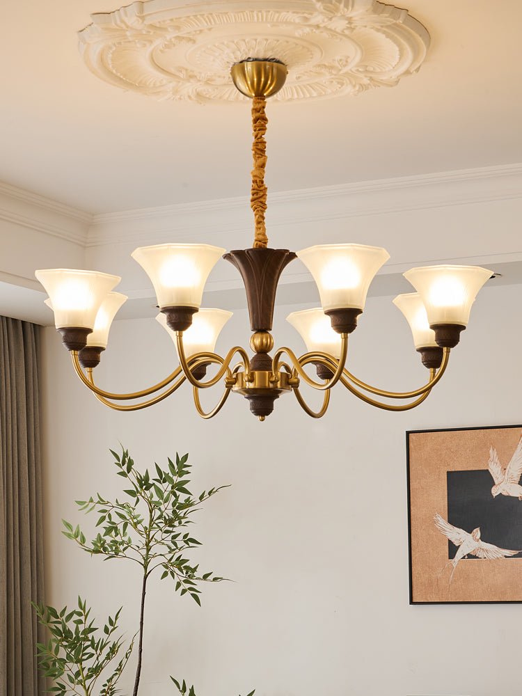 Ciphaen Kronleuchter aus Holz im Vintage-Stil mit traditionellem Eleganz-Look und Glas