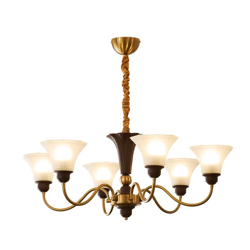 Ciphaen Kronleuchter aus Holz im Vintage-Stil mit traditionellem Eleganz-Look und Glas