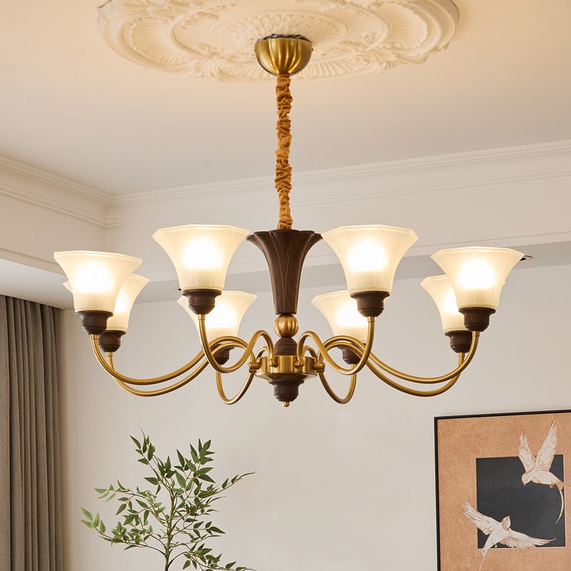 Ciphaen Kronleuchter aus Holz im Vintage-Stil mit traditionellem Eleganz-Look und Glas