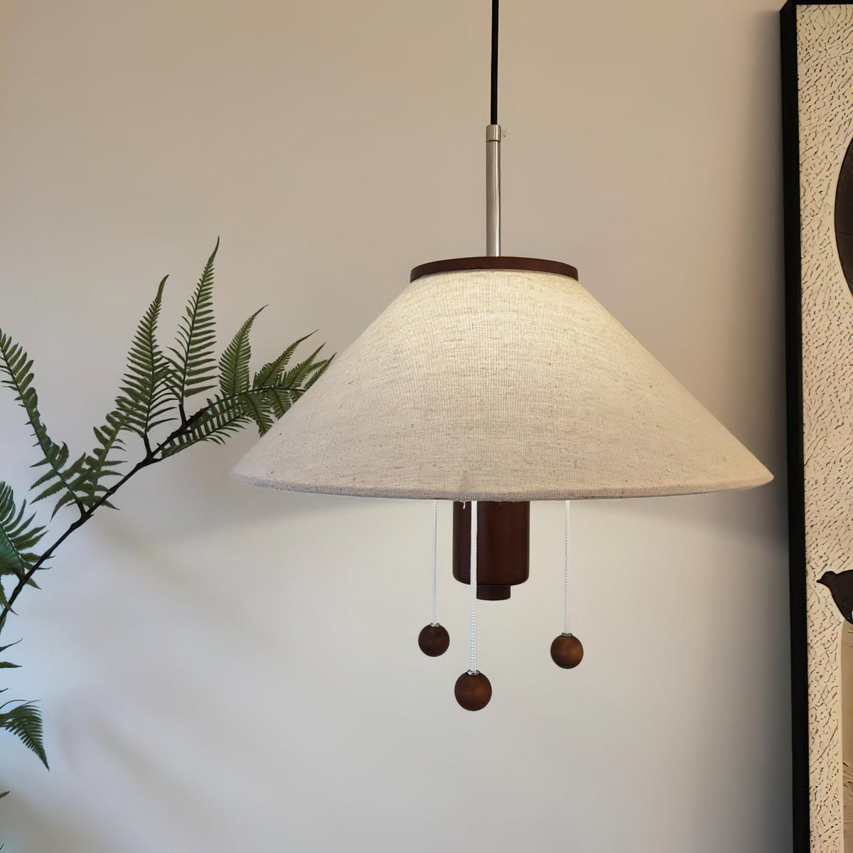 Zathee Pendelleuchte aus Holz und Stoff im nordischen Stil Classic Art