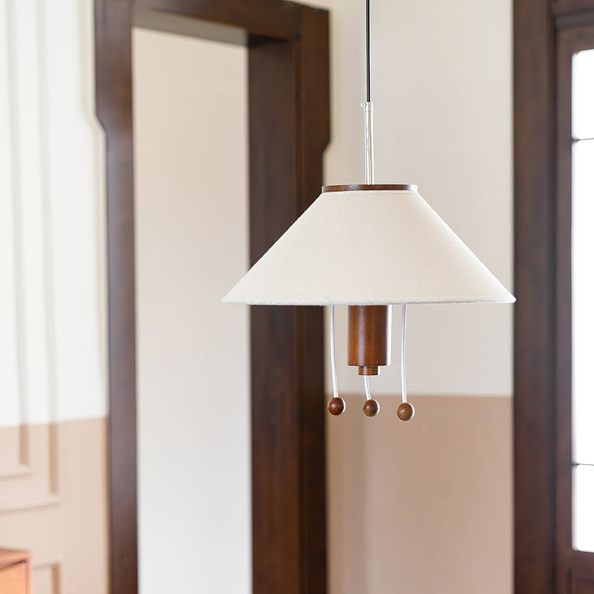 Zathee Pendelleuchte aus Holz und Stoff im nordischen Stil Classic Art