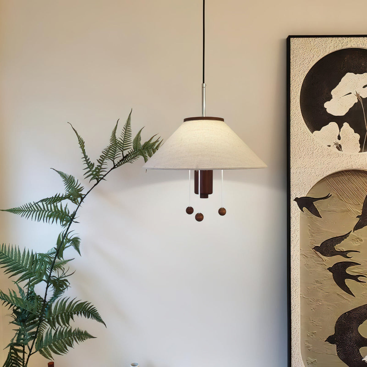 Zathee Pendelleuchte aus Holz und Stoff im nordischen Stil Classic Art