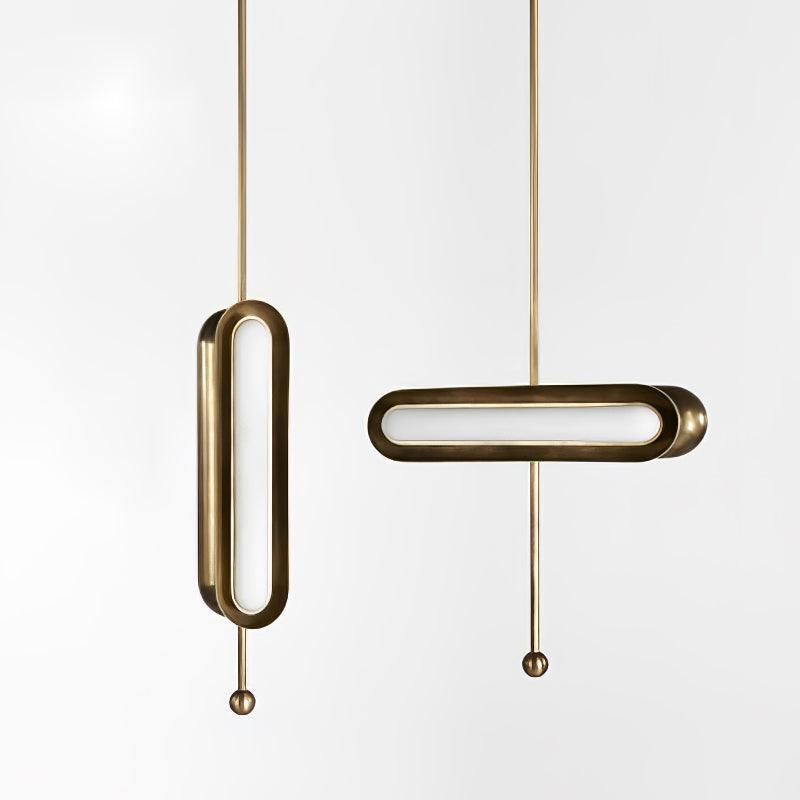 Lyvinaris Geometrische Pendelleuchte aus Messing in linearer Form