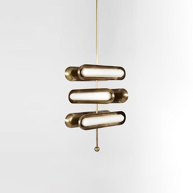 Lyvinaris Geometrische Pendelleuchte aus Messing in linearer Form