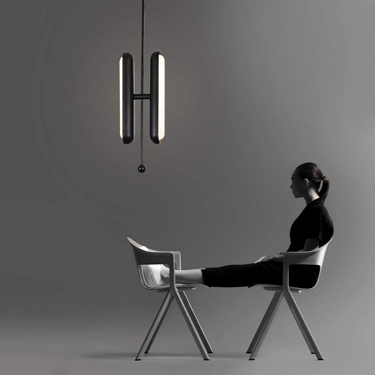 Lyvinaris Geometrische Pendelleuchte aus Messing in linearer Form