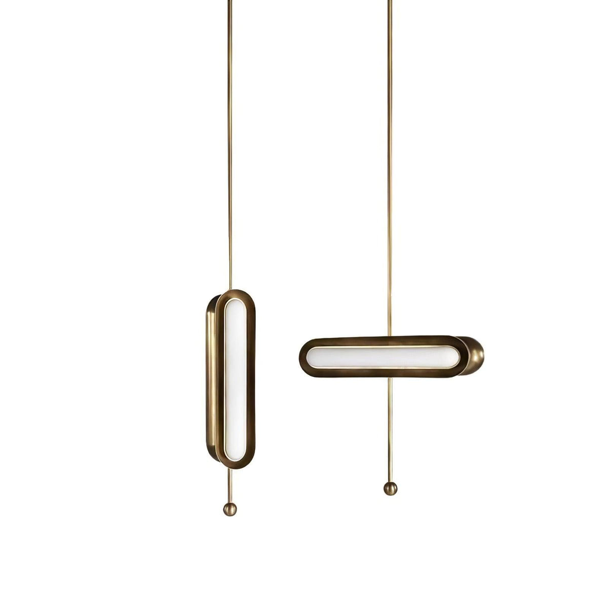 Lyvinaris Geometrische Pendelleuchte aus Messing in linearer Form