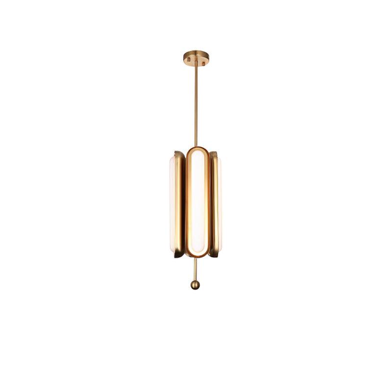 Lyvinaris Geometrische Pendelleuchte aus Messing in linearer Form