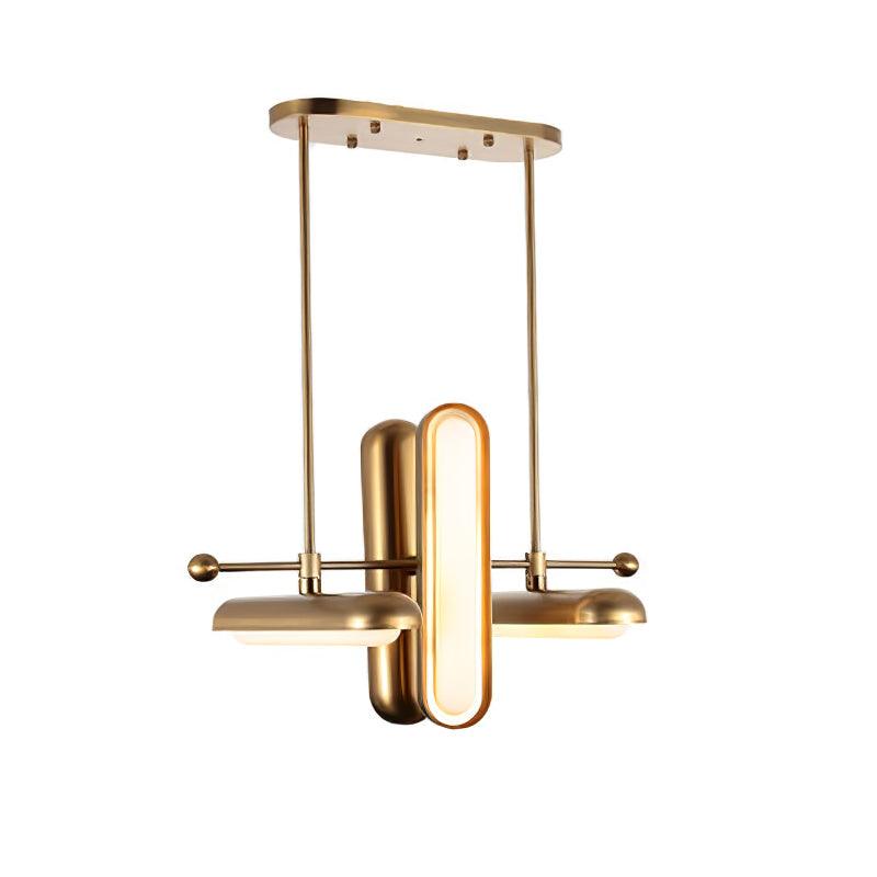 Lyvinaris Geometrische Pendelleuchte aus Messing in linearer Form