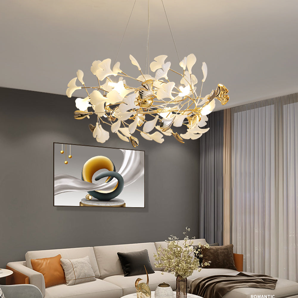 Olivia Modern LED Pendelleuchte Gold Schlaf/Wohnzimmer Keramik