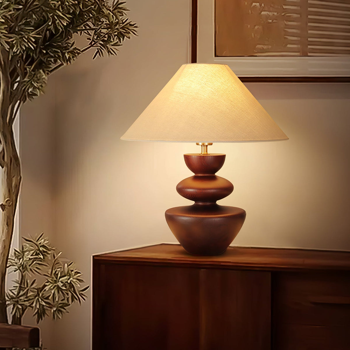 Joanne Tischlampe aus Holz im Vintage-Stil