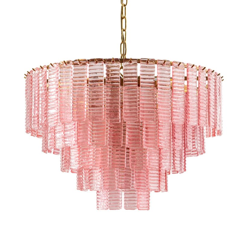 Lioririan Kronleuchter aus rosa Muranoglas mit mehrschichtigen Vintage-Luxus-Design