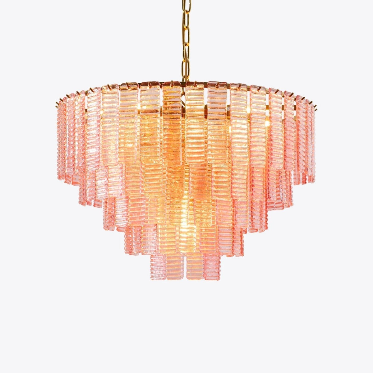 Lioririan Kronleuchter aus rosa Muranoglas mit mehrschichtigen Vintage-Luxus-Design