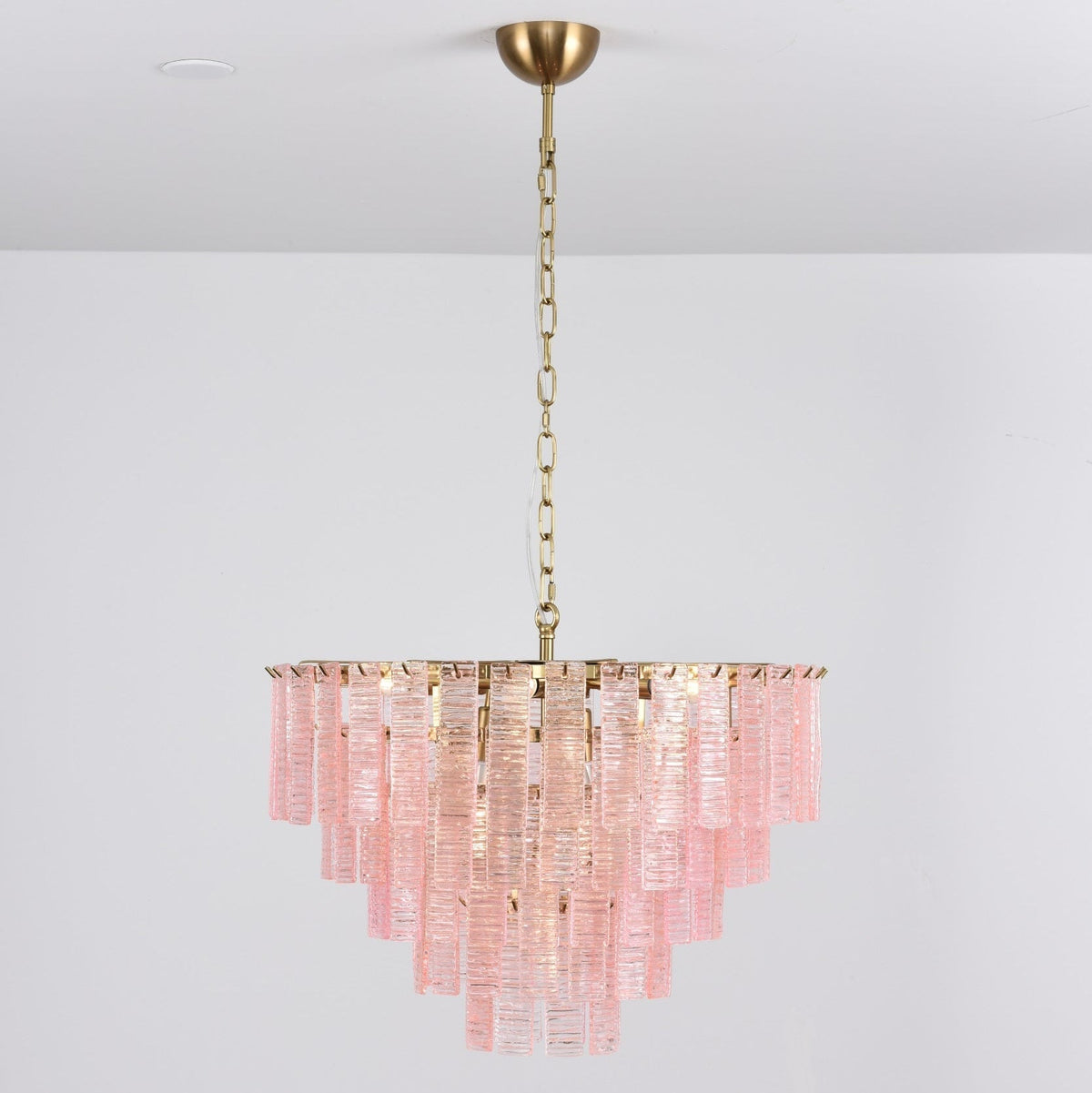 Lioririan Kronleuchter aus rosa Muranoglas mit mehrschichtigen Vintage-Luxus-Design