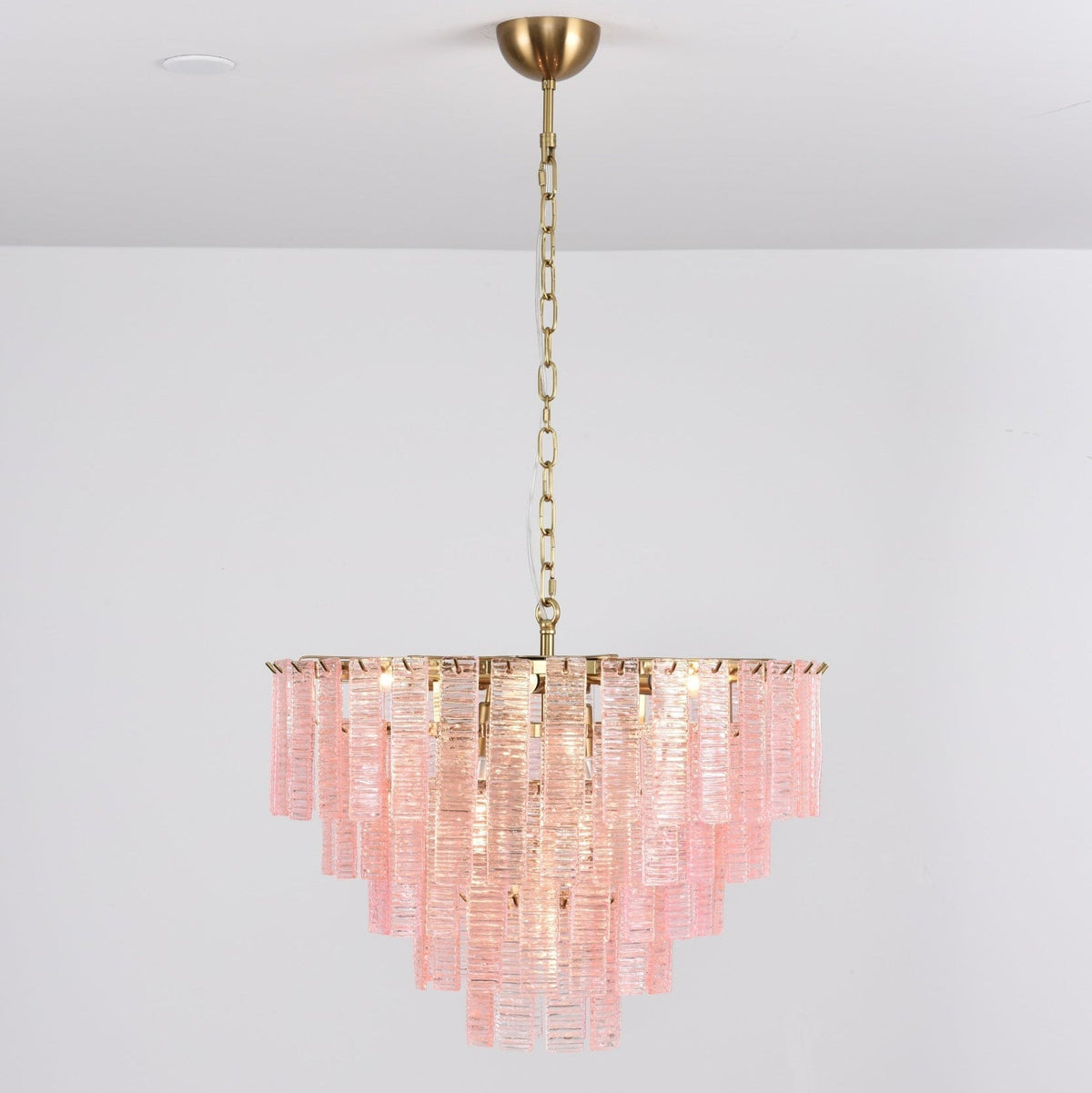 Lioririan Kronleuchter aus rosa Muranoglas mit mehrschichtigen Vintage-Luxus-Design