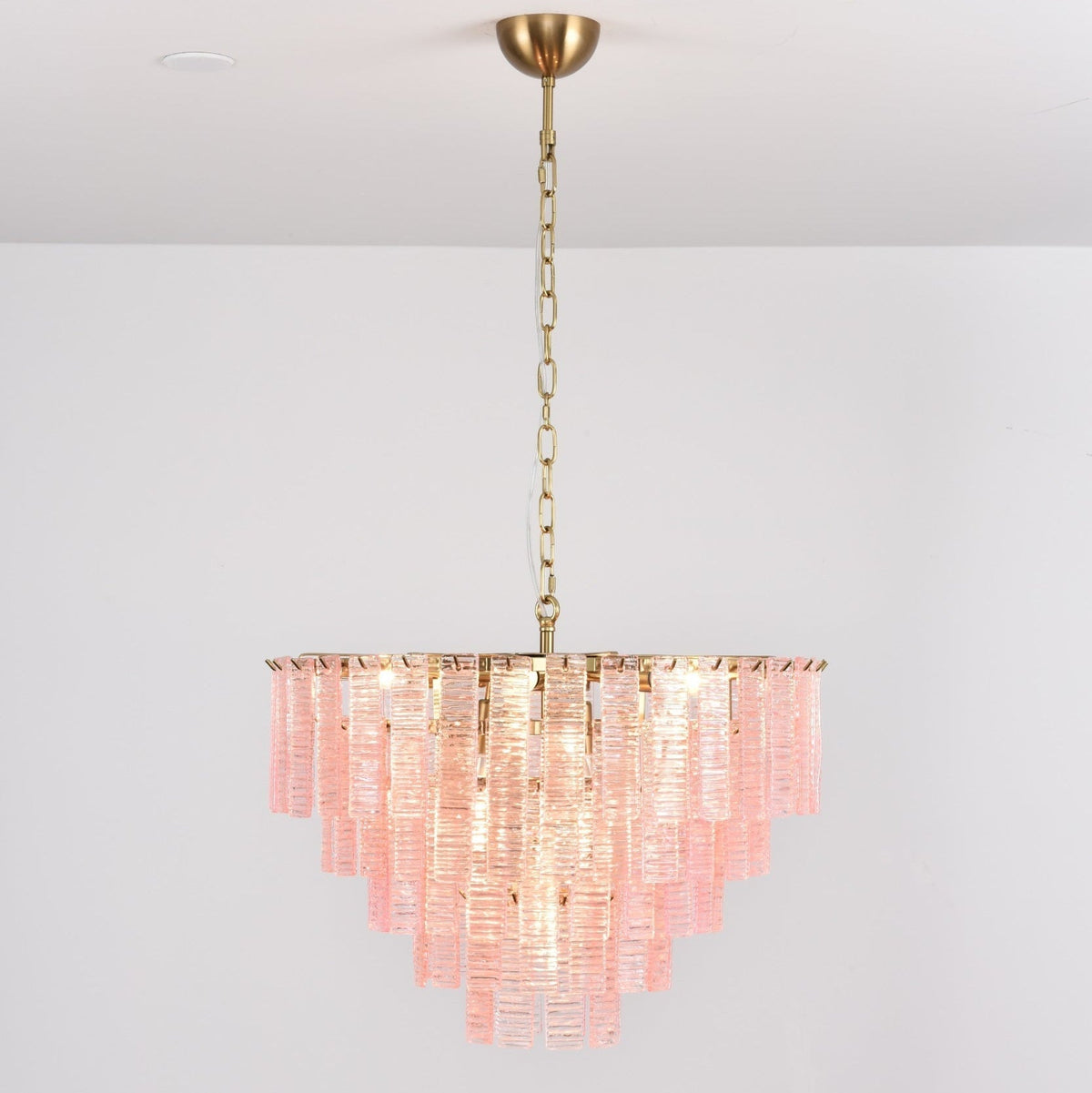 Lioririan Kronleuchter aus rosa Muranoglas mit mehrschichtigen Vintage-Luxus-Design