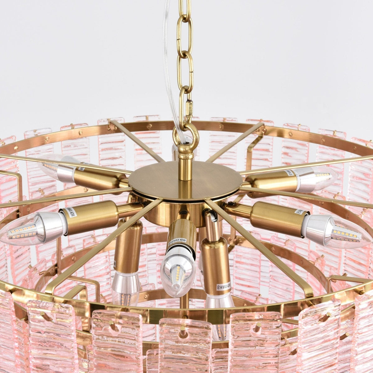 Lioririan Kronleuchter aus rosa Muranoglas mit mehrschichtigen Vintage-Luxus-Design