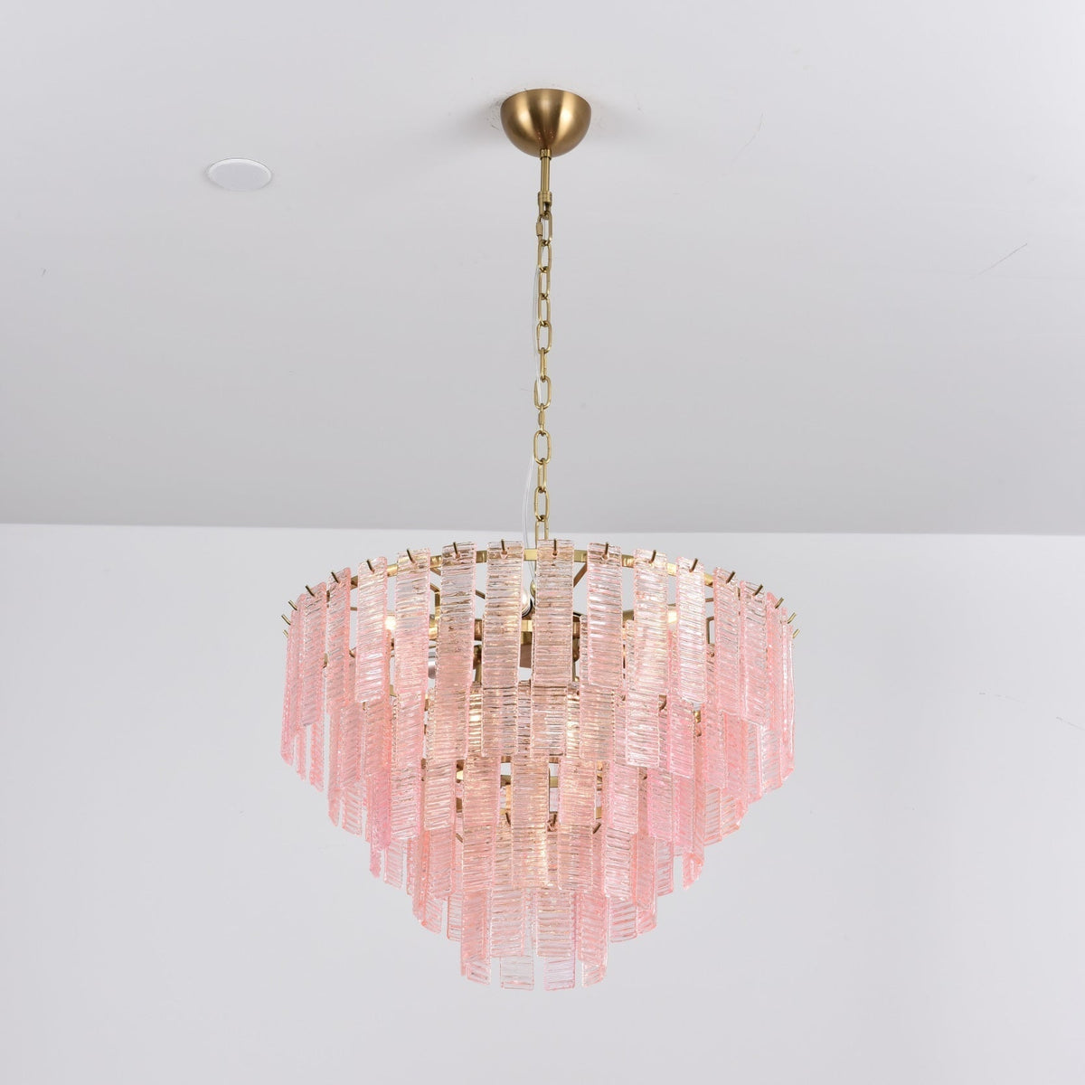 Lioririan Kronleuchter aus rosa Muranoglas mit mehrschichtigen Vintage-Luxus-Design