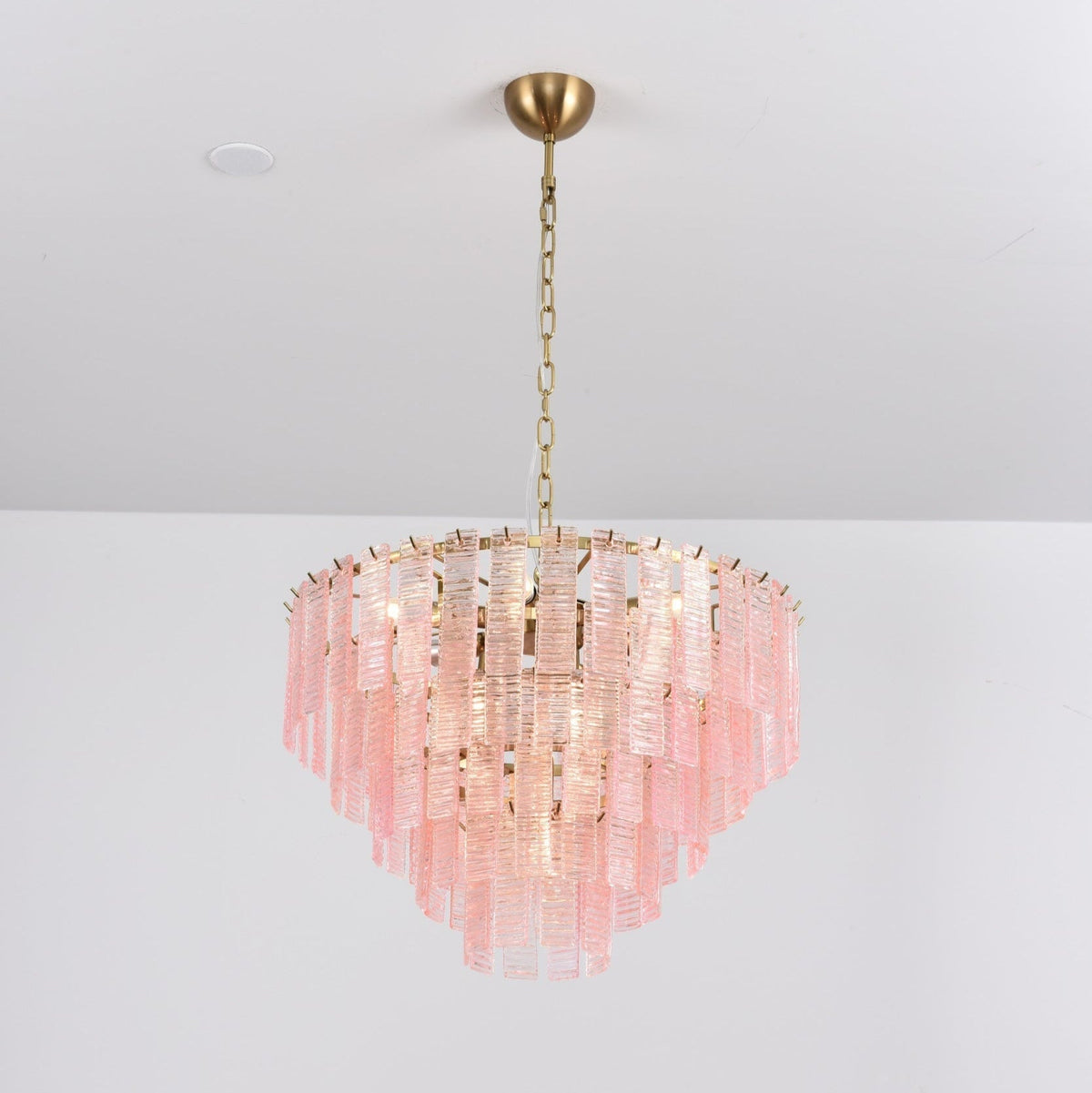 Lioririan Kronleuchter aus rosa Muranoglas mit mehrschichtigen Vintage-Luxus-Design