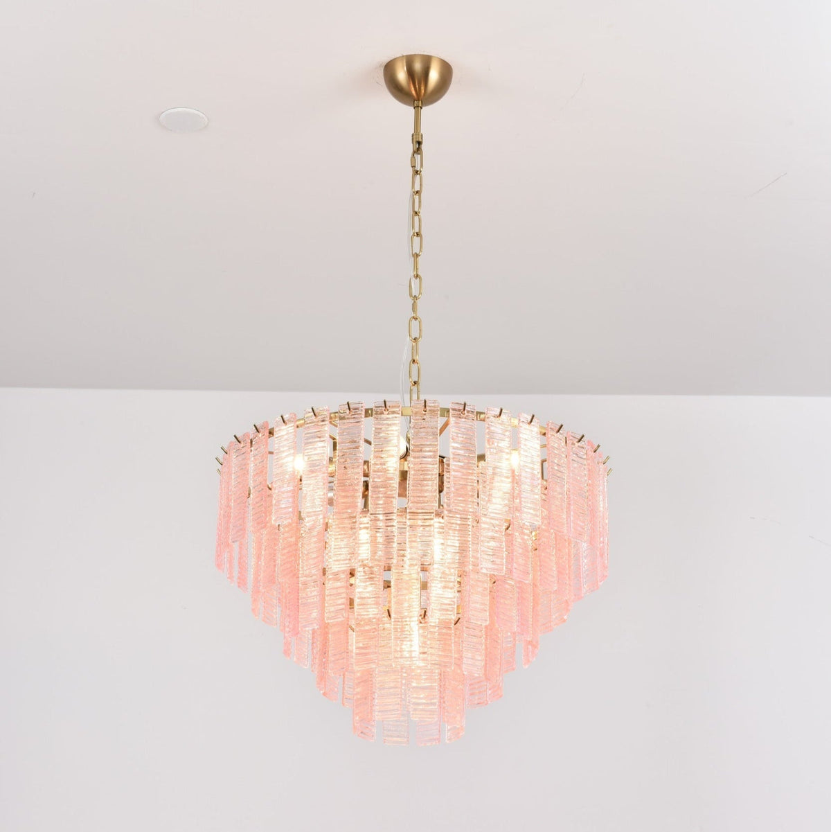 Lioririan Kronleuchter aus rosa Muranoglas mit mehrschichtigen Vintage-Luxus-Design