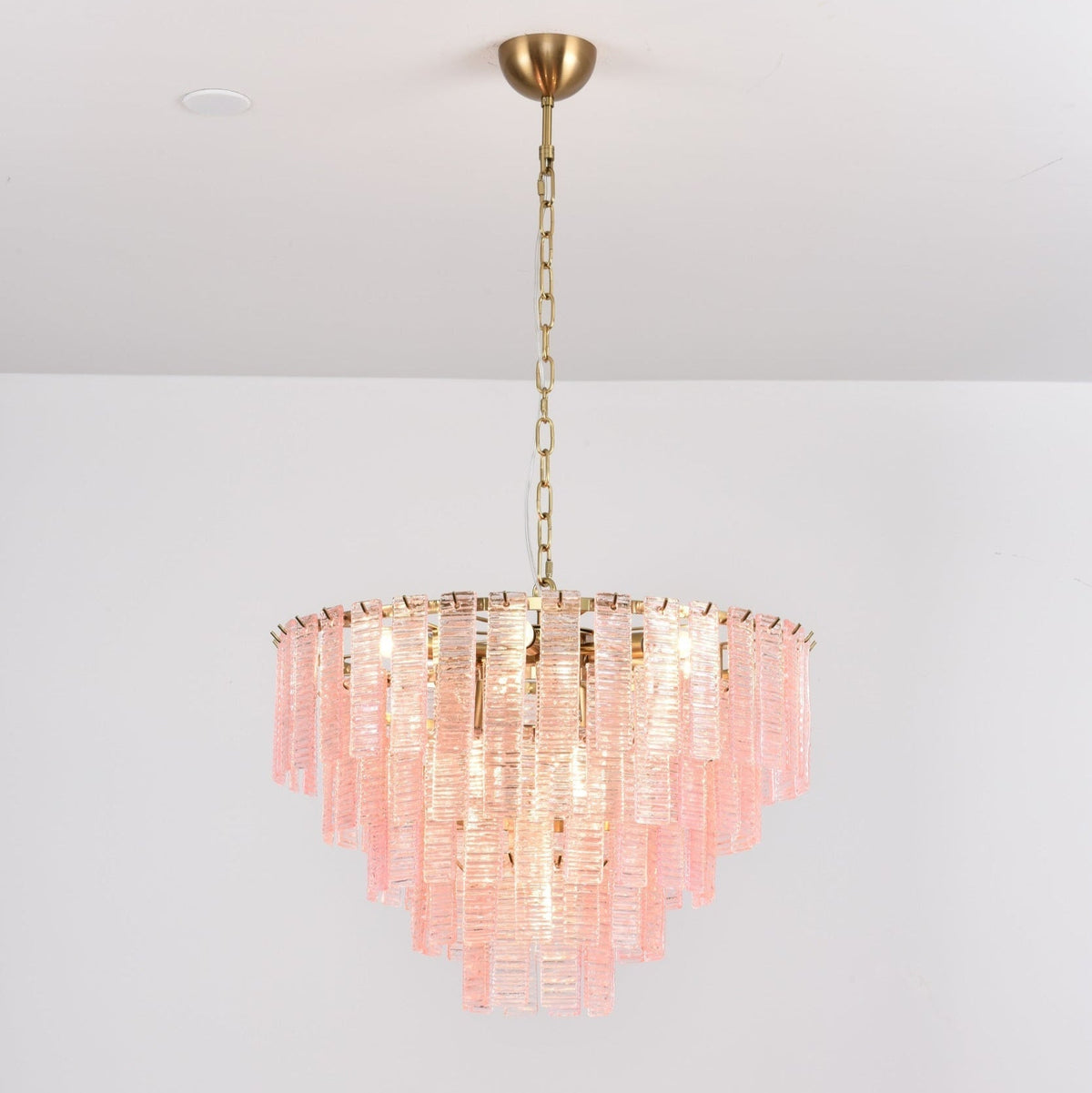 Lioririan Kronleuchter aus rosa Muranoglas mit mehrschichtigen Vintage-Luxus-Design