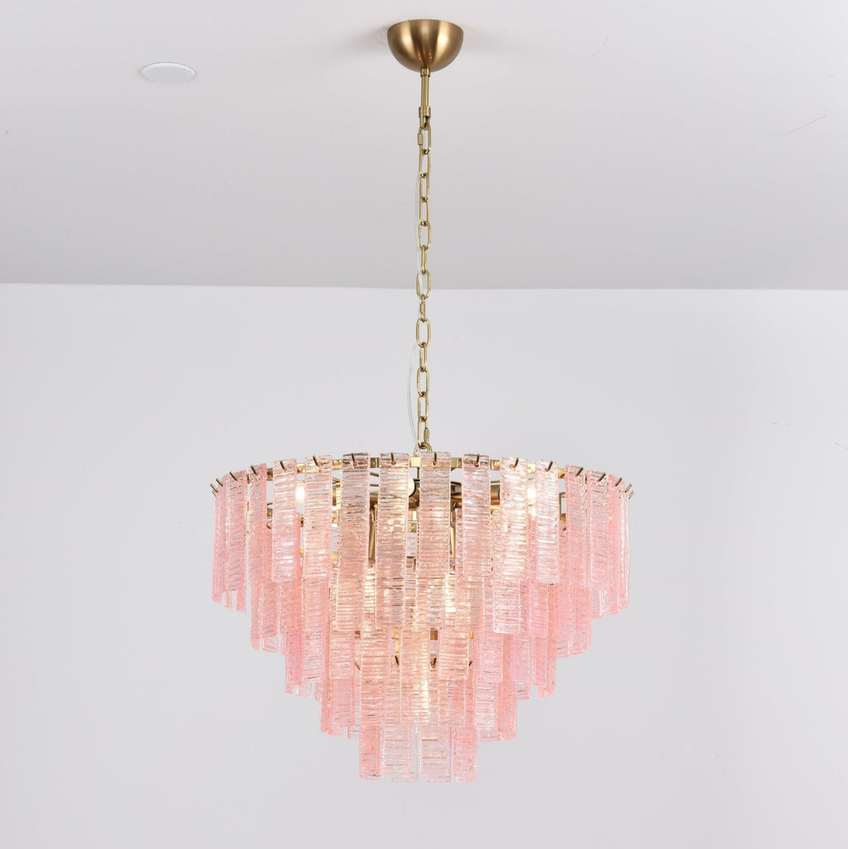 Lioririan Kronleuchter aus rosa Muranoglas mit mehrschichtigen Vintage-Luxus-Design
