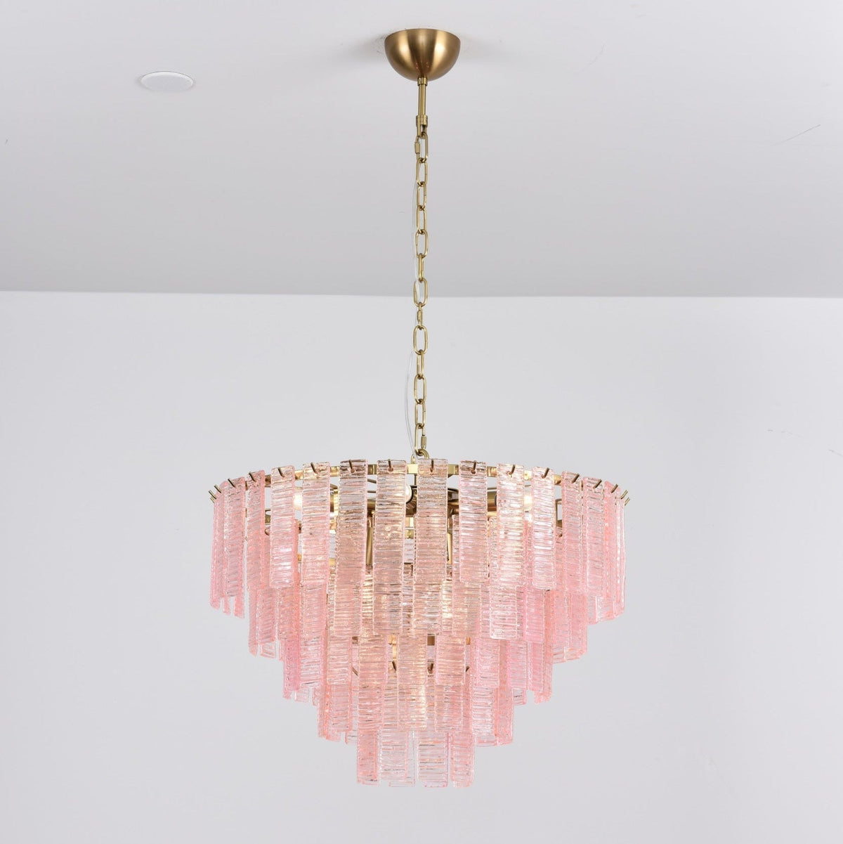 Lioririan Kronleuchter aus rosa Muranoglas mit mehrschichtigen Vintage-Luxus-Design