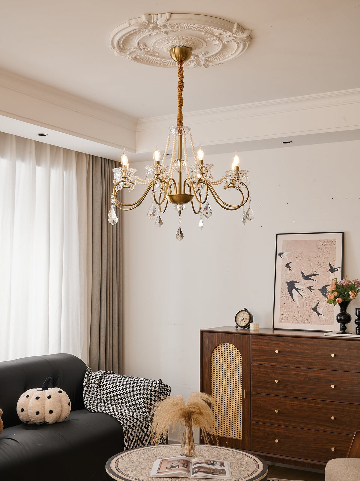 Velaeyra Kronleuchter im postmodernen Luxus-Stil aus Perlen und Kristall