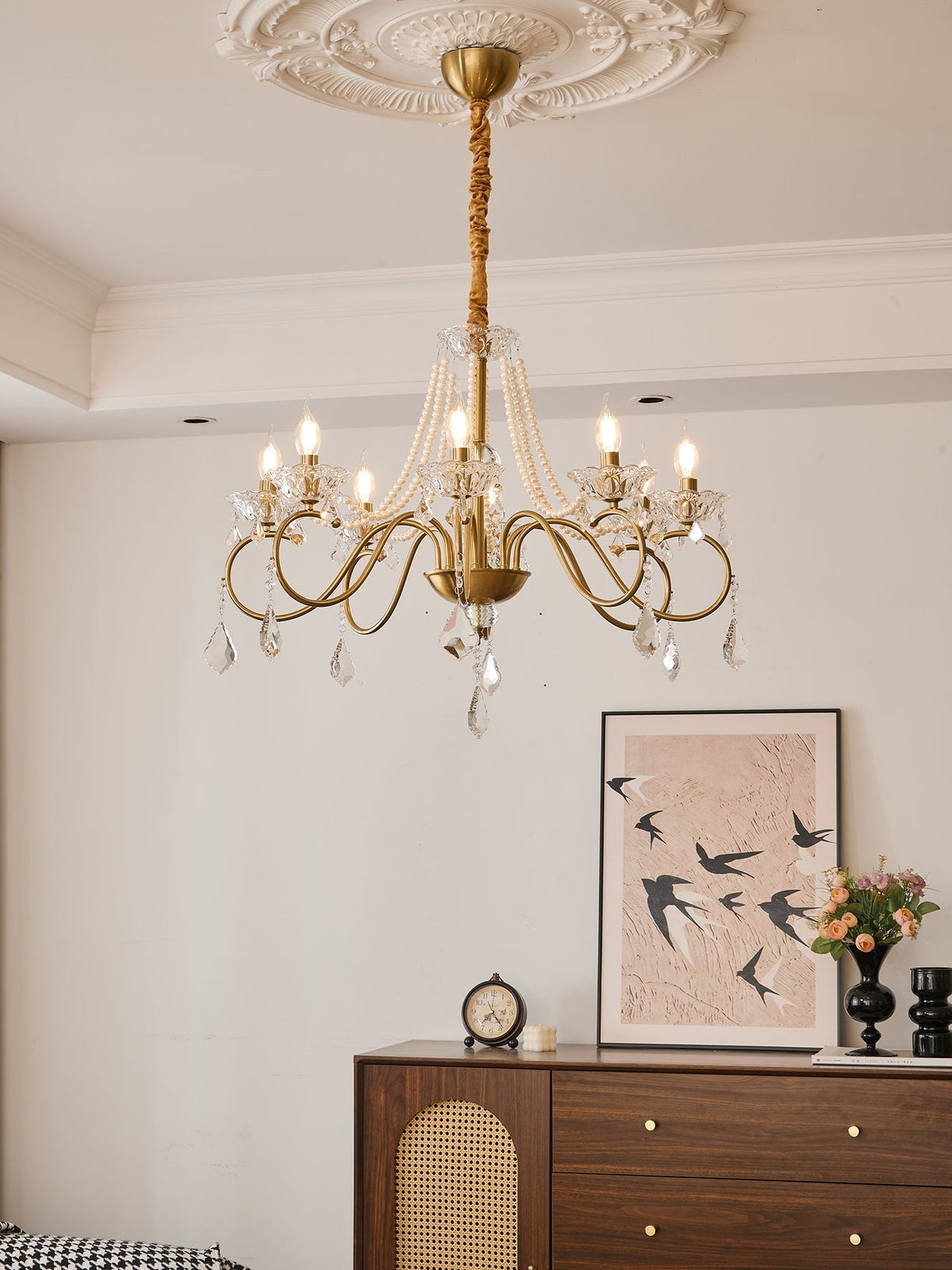 Velaeyra Kronleuchter im postmodernen Luxus-Stil aus Perlen und Kristall