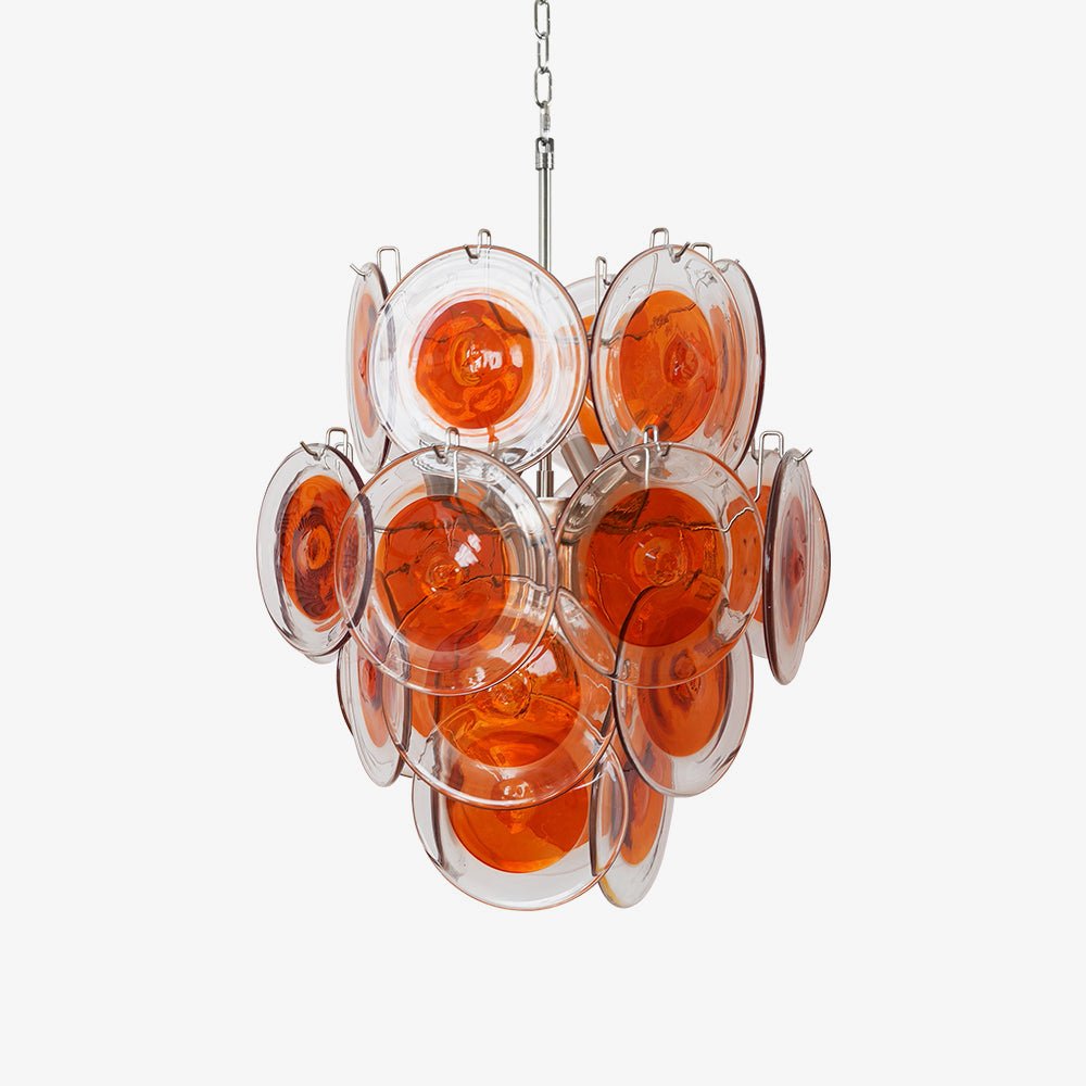 Lioruiel Kronleuchter aus Orange Murano-Glas mit geschichteten Scheiben