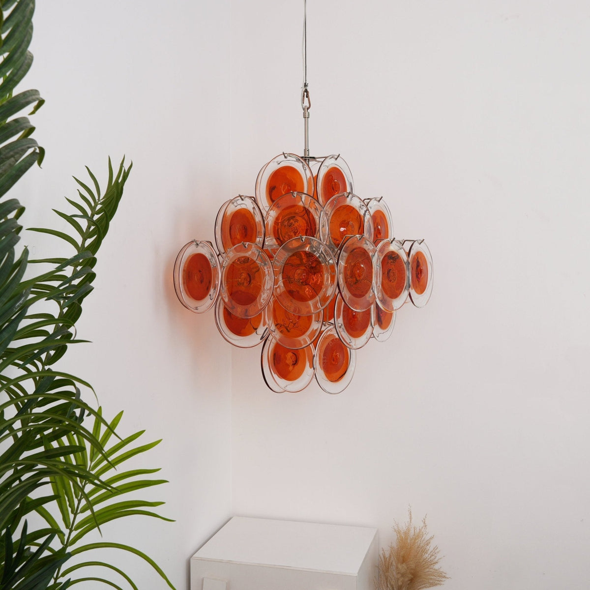 Lioruiel Kronleuchter aus Orange Murano-Glas mit geschichteten Scheiben