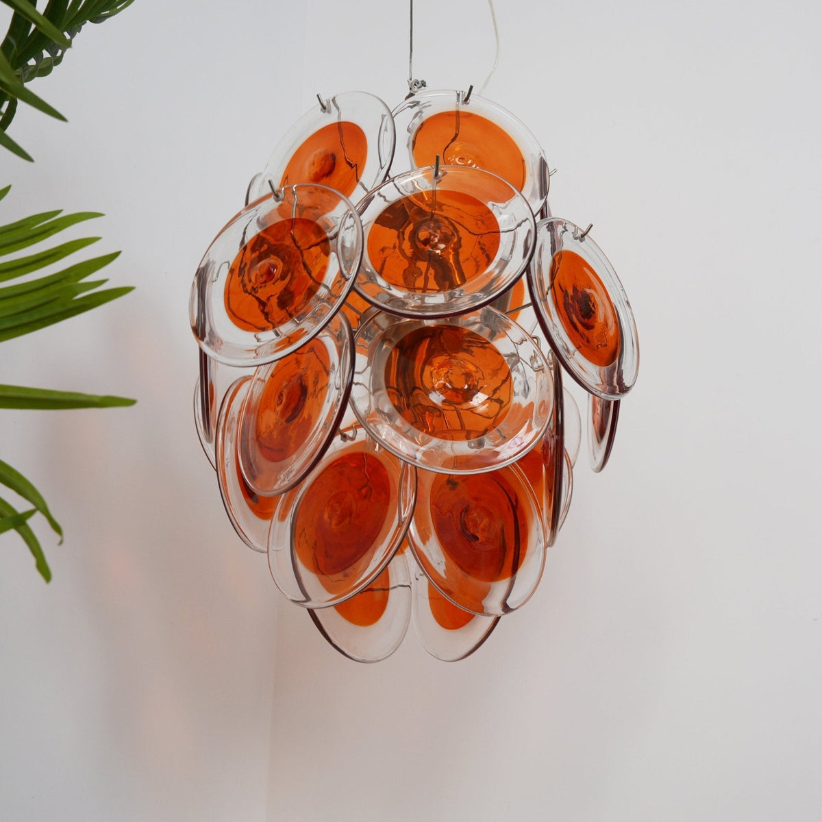 Lioruiel Kronleuchter aus Orange Murano-Glas mit geschichteten Scheiben