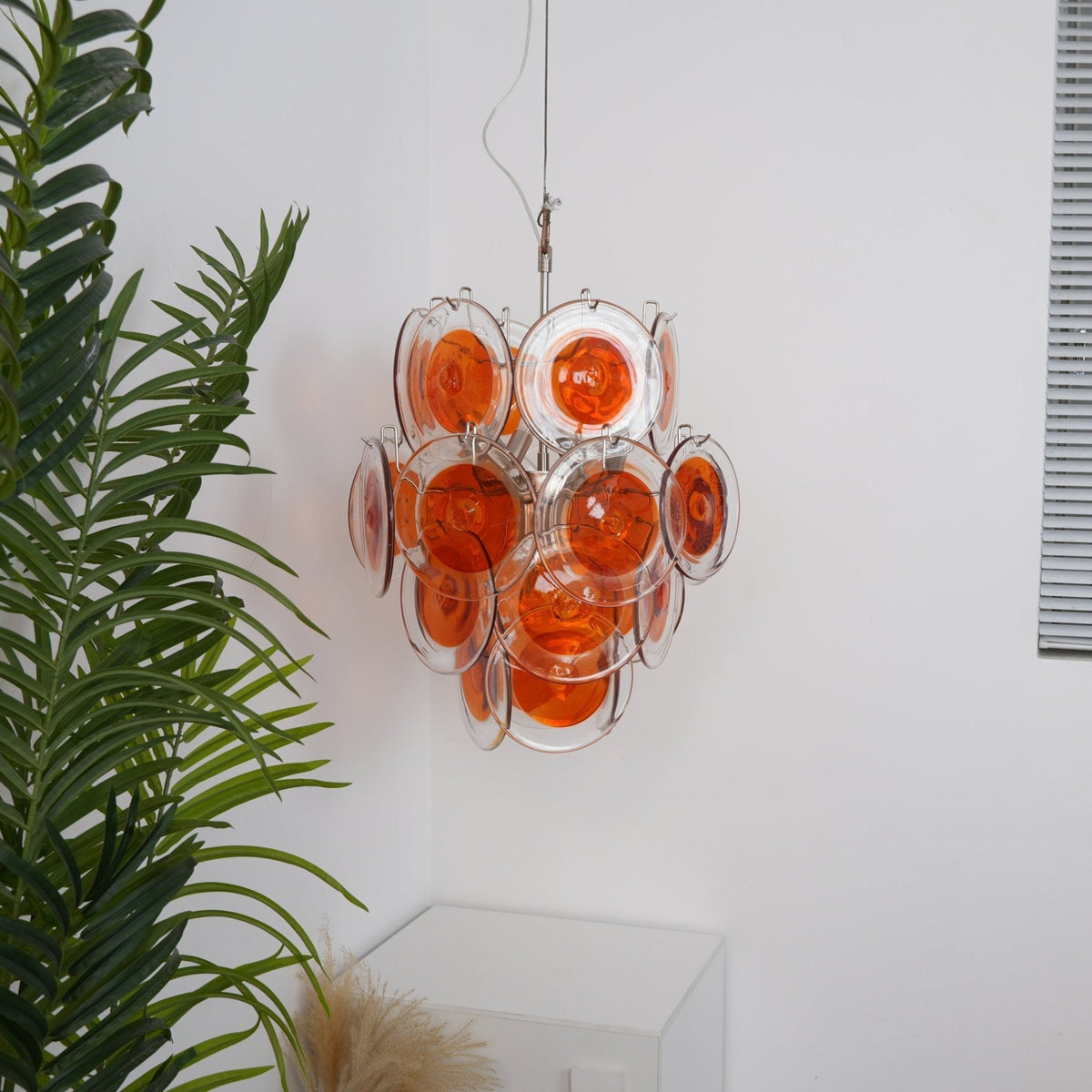 Lioruiel Kronleuchter aus Orange Murano-Glas mit geschichteten Scheiben