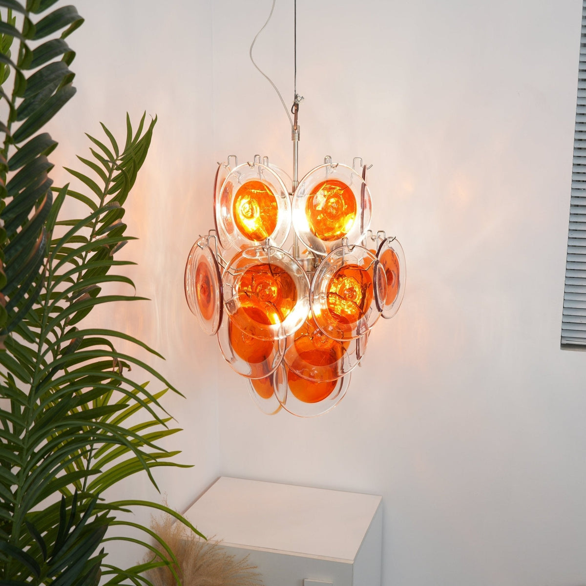 Lioruiel Kronleuchter aus Orange Murano-Glas mit geschichteten Scheiben