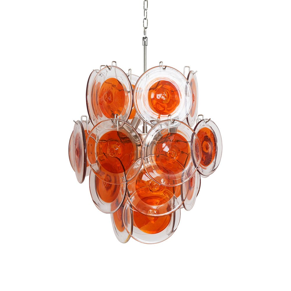 Lioruiel Kronleuchter aus Orange Murano-Glas mit geschichteten Scheiben