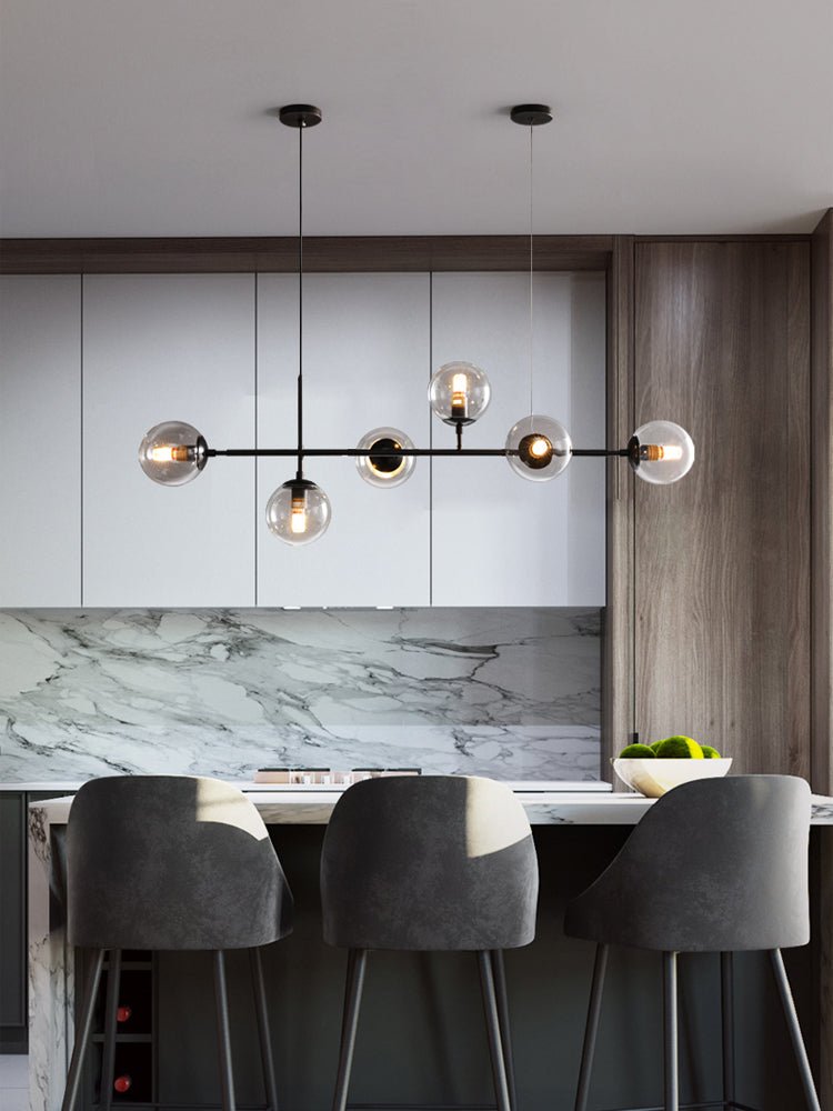 Yorvin Pendelleuchte Orb Messing Glas für Wohnzimmer