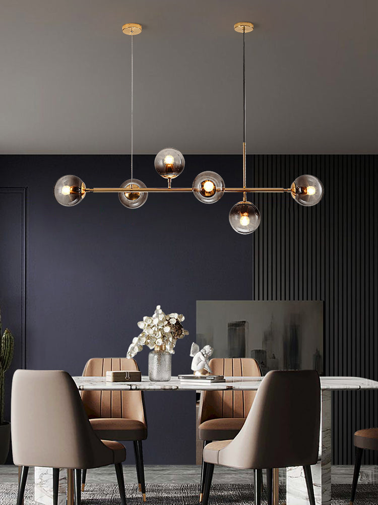 Yorvin Pendelleuchte Orb Messing Glas für Wohnzimmer