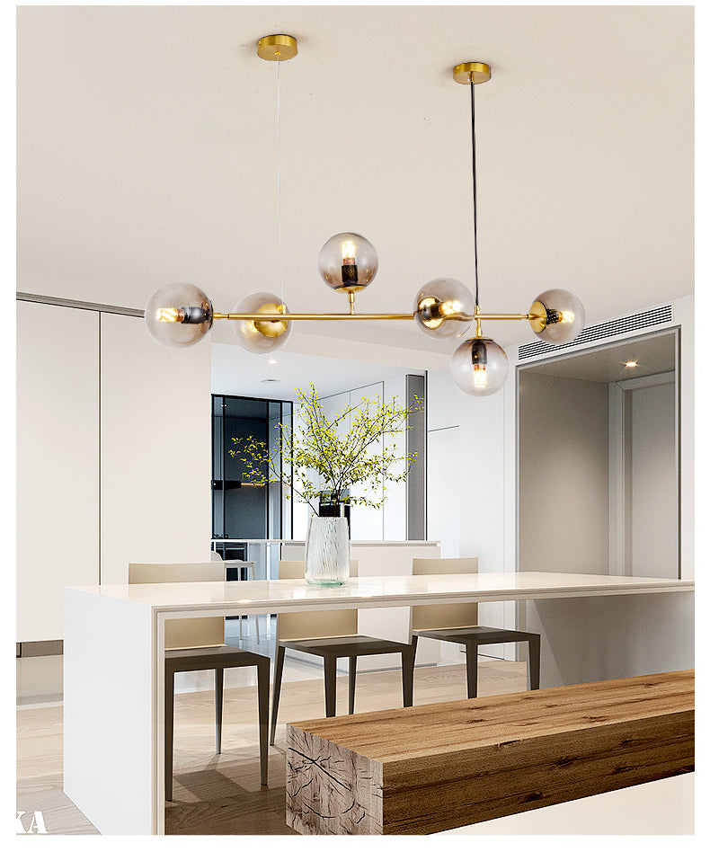 Yorvin Pendelleuchte Orb Messing Glas für Wohnzimmer