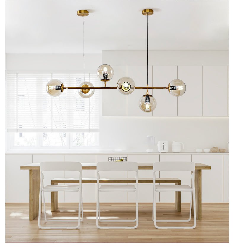 Yorvin Pendelleuchte Orb Messing Glas für Wohnzimmer