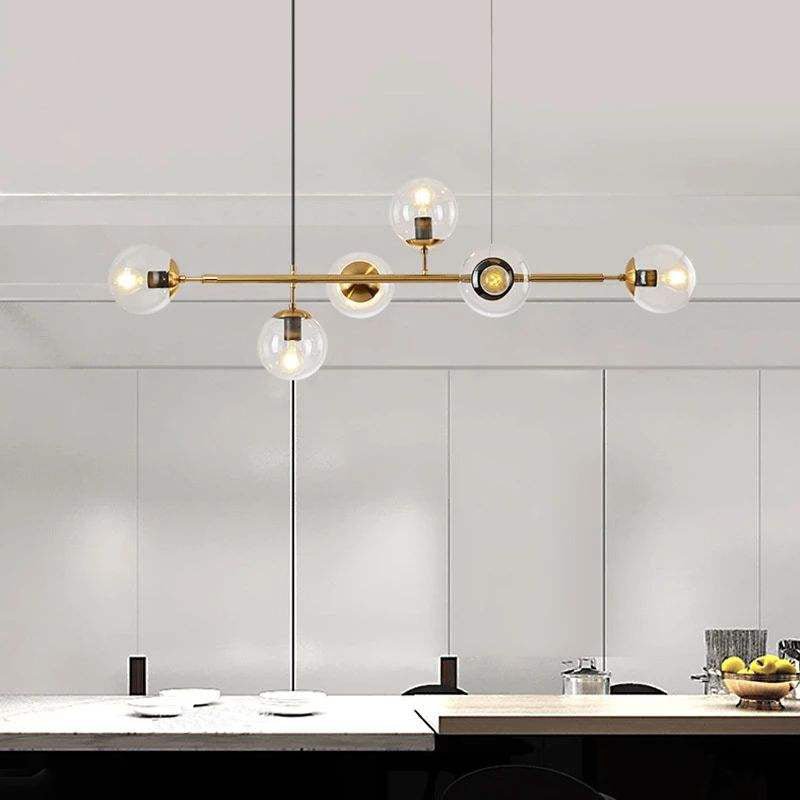 Yorvin Pendelleuchte Orb Messing Glas für Wohnzimmer
