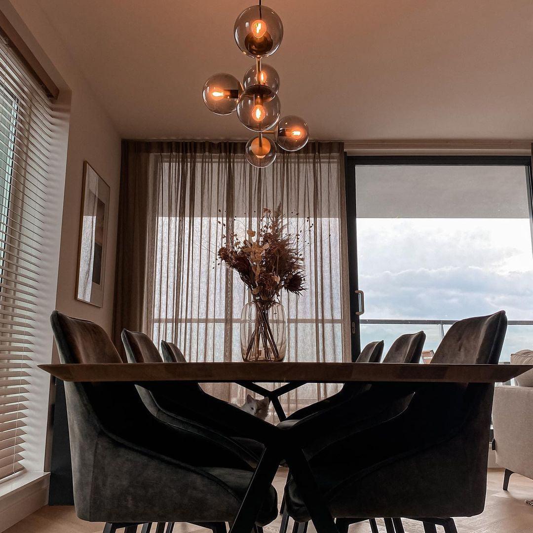 Yorvin Pendelleuchte Orb Messing Glas für Wohnzimmer