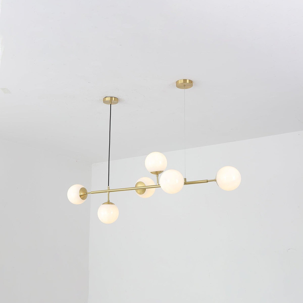 Yorvin Pendelleuchte Orb Messing Glas für Wohnzimmer