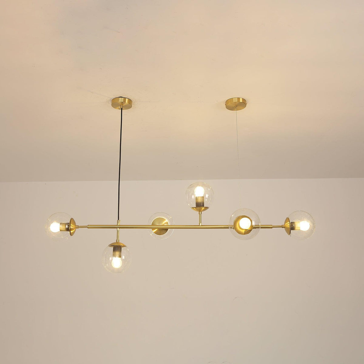 Yorvin Pendelleuchte Orb Messing Glas für Wohnzimmer