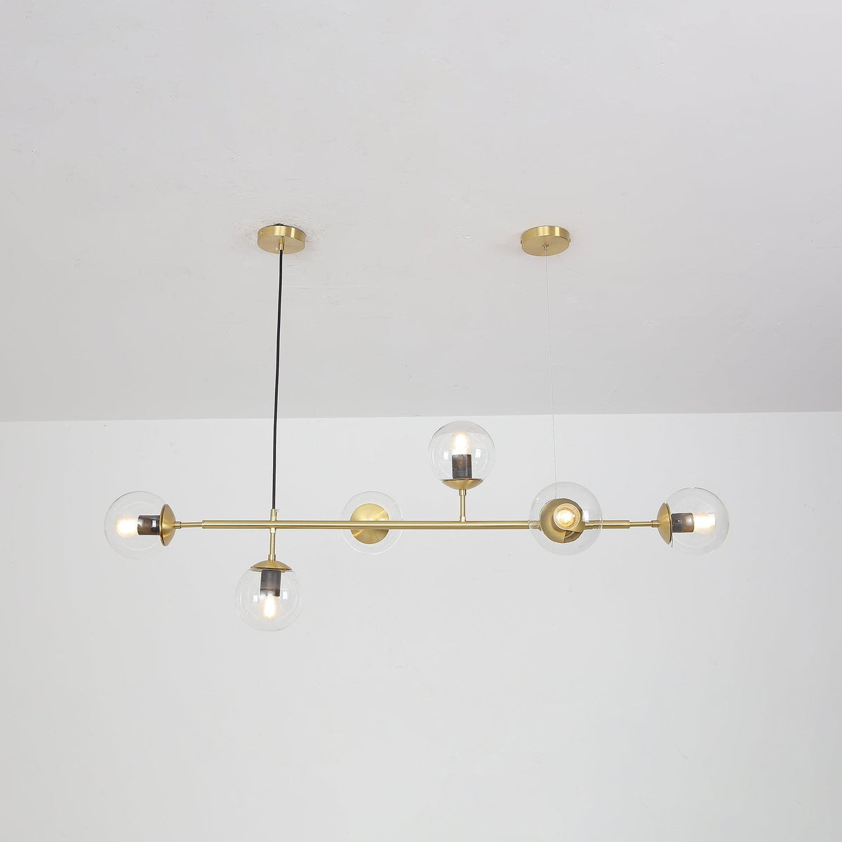 Yorvin Pendelleuchte Orb Messing Glas für Wohnzimmer