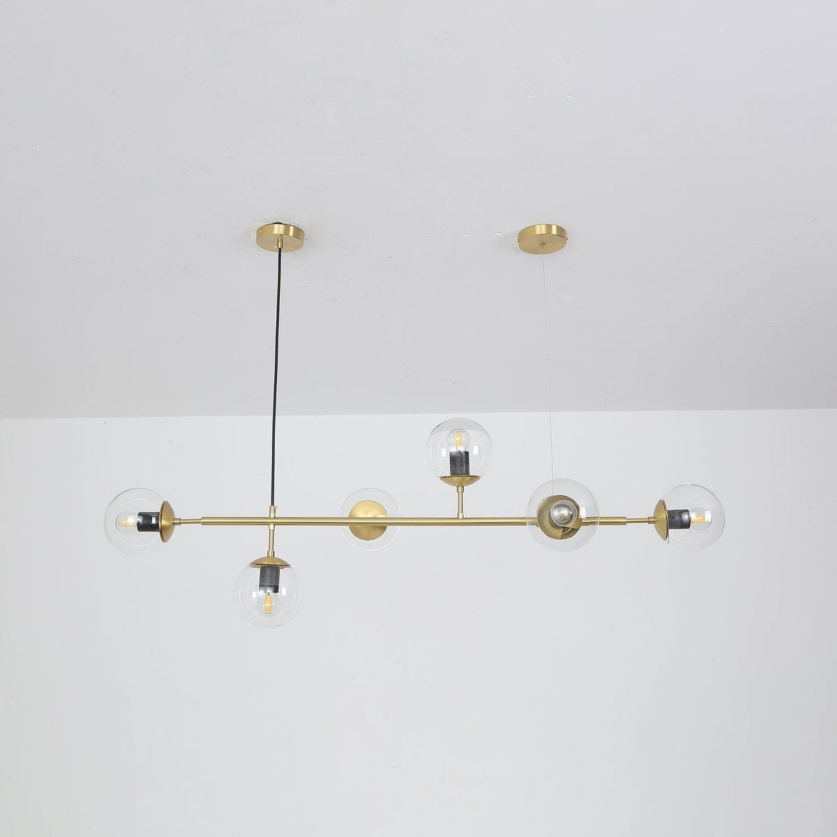 Yorvin Pendelleuchte Orb Messing Glas für Wohnzimmer